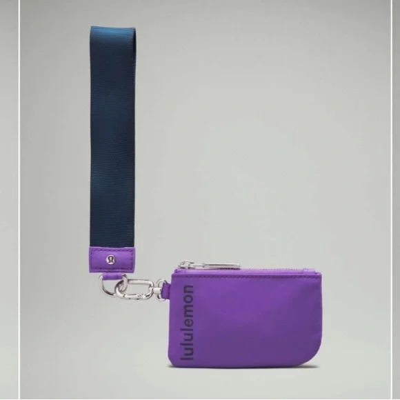 NWT Lululemon Athletica Dual Pouch Wristlet in True Navy / Atomic Purple Key & Card Holders